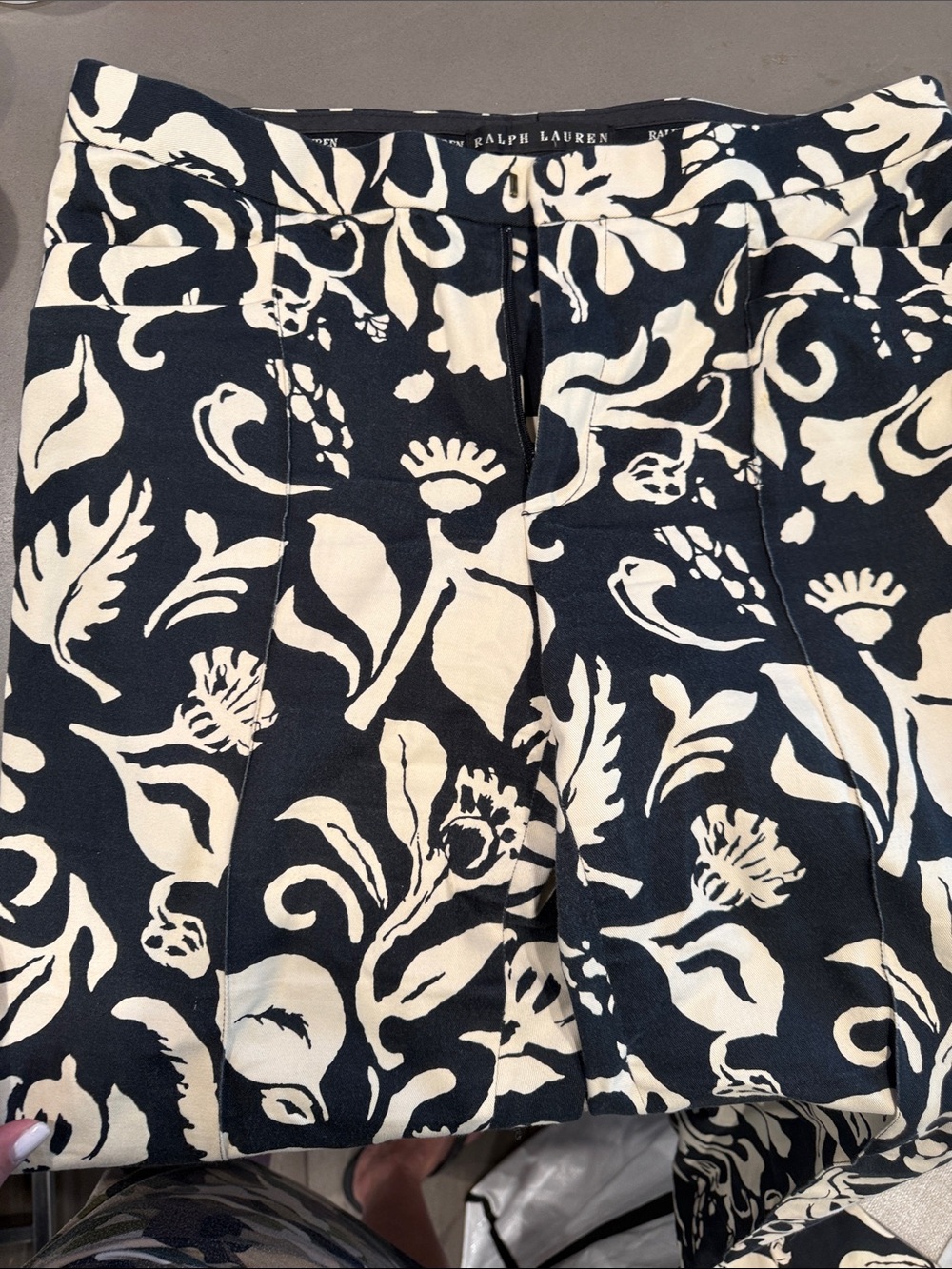 Vintage Ralph Lauren Navy and Cream Floral-Print pants